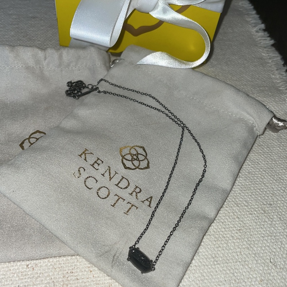 Kendra Scott Ever Necklace - Rare gun metal with black druzy